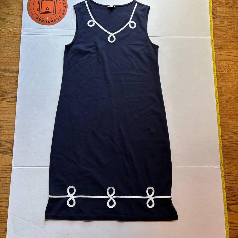 Talbots Women's
Sleeveless Shift Dress
Navy White Trim Nautical‎ Sz small